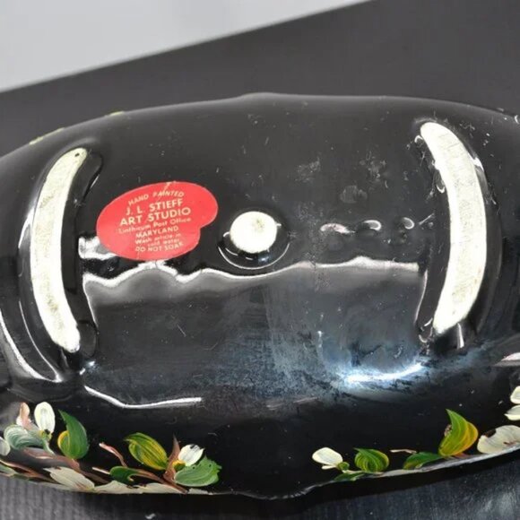 Vintage Rare Steiff Black White Hand Painted Art Studio Pottery Trinket Dish - Picture 6 of 12
